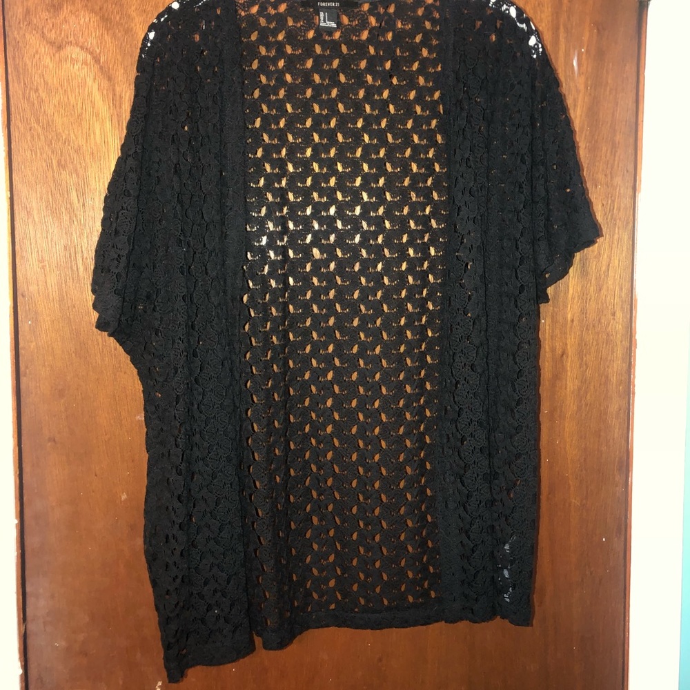 Knitted black loose fitting cardigan